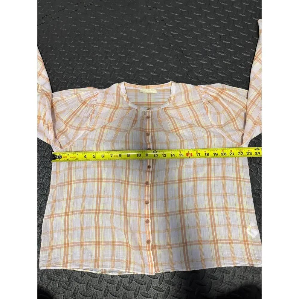 Ulla Johnson Plaid Cotton button Down Shirt Boho Spring Top